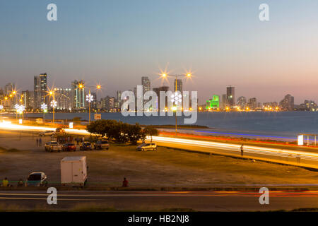 Cartagena city view at night, Colombia Stock Photo