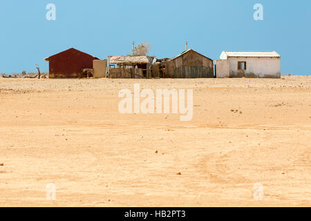 Rustic poor house made of mud and wood, typical housing of Wayuu Indians in La Guajira, Colombia 2014. Stock Photo