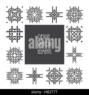 Celtic knot ornament design set. Abstract vector pattern elements. Stock Vector