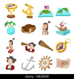 Happy Columbus Day icons Stock Vector