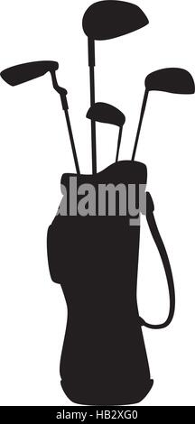 silhouette of bag with golf sticks icon over white background. vector illustration Stock Vector