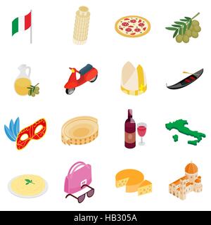 Italy isometric 3d icons Stock Vector
