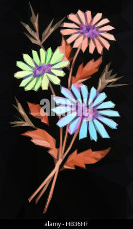 Floral Low Poly Pattern Stock Photo