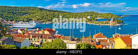 Harbor of Vis island panorama Stock Photo