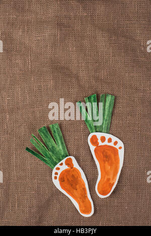 handmade foot-shaped carrot Stock Photo