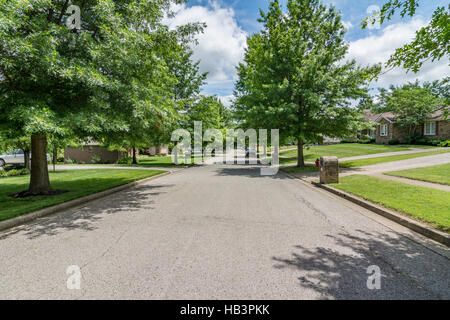 Neighborhood streets in suburb of Midwest America Stock Photo