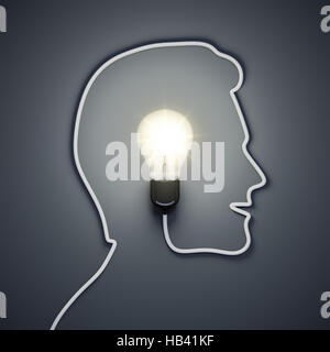 light bulb inside a male head Stock Photo