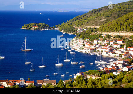 Island of Vis yachting bay Stock Photo