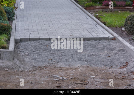 Construction of a paved surface. Stock Photo