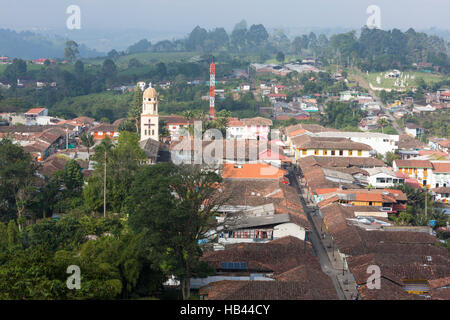 Aerial view of Salento within the coffee zone in Colombia Stock Photo