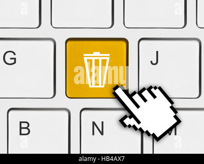 Computer keyboard with garbage key Stock Photo