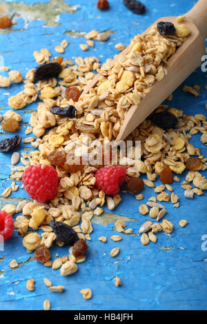 cereals with dried fruits, food closeup Stock Photo