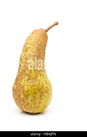 Single whole, uncut 'abate fetel' pear over white background Stock Photo