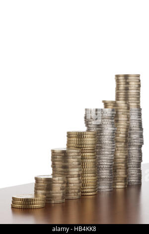 stacked coins ascending vertical Stock Photo