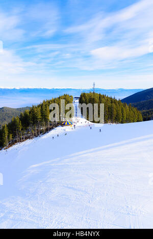 ski run trail snowcat Stock Photo
