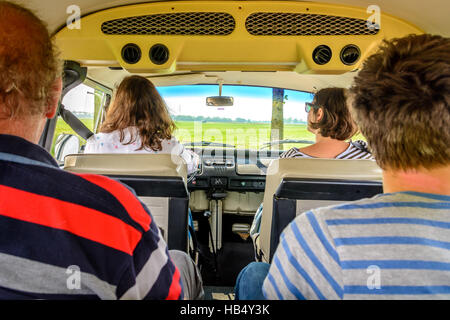 A Road trip in a vintage VW van Stock Photo