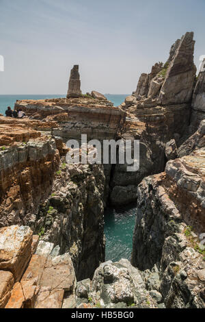 Steep and rugged cliff at the Taejongdae Resort Park in Busan, South Korea. Stock Photo