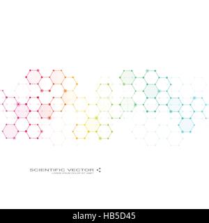 Molecule DNA and neurons vector. Molecular structure. Connected lines with dots. Genetic chemical compounds. Chemistry, medicine, science, technology concept. Geometric abstract background. Stock Vector