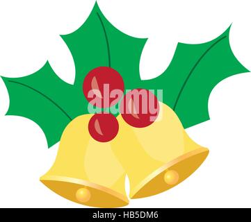 vector illustration of Christmas bells with holly leaves Stock Vector