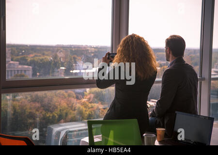 Business people resting after hard working day Stock Photo
