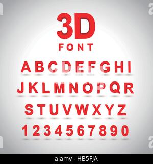 3D red font design set over grey background Stock Vector