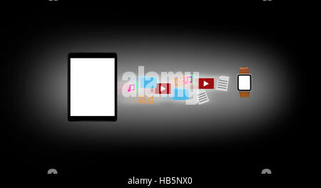 haring and transferring files between devices Stock Photo