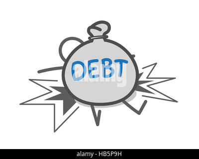 Crushed by debts Stock Photo