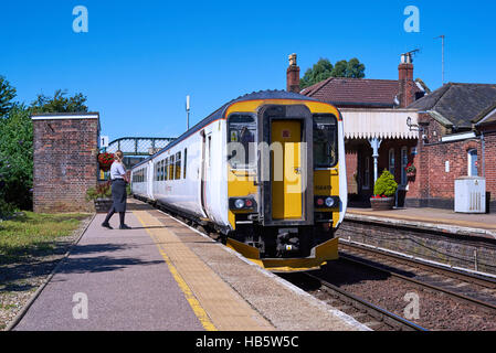 156419 stops at Acle with a Great Yarmouth - Norwich serice on 18th July 2016. Stock Photo