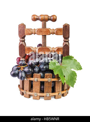 grapes in a wooden vase Stock Photo