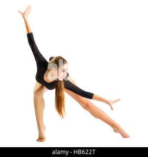 Young girl engaged art gymnastic isolated Stock Photo