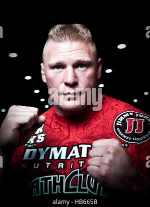 UFC fighter Brock Lesnar during a portrait session before UFC 116 on June 30, 2010 in Las Vegas, Nevada. Photo by Francis Specker Stock Photo