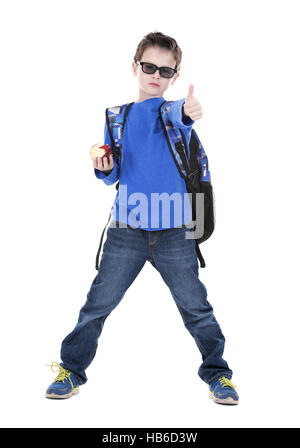 boy wearing back pack Stock Photo