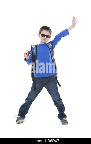 boy wearing back pack Stock Photo