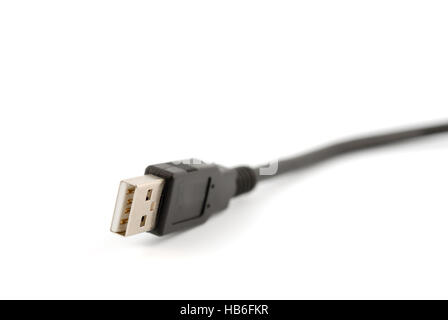 USB (Universal Serial Bus) connectors, cable. Isolated on white background. Stock Photo