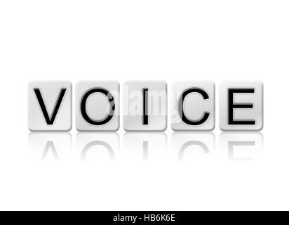 The word 'Voice' written in tile letters isolated on a white background. Stock Photo