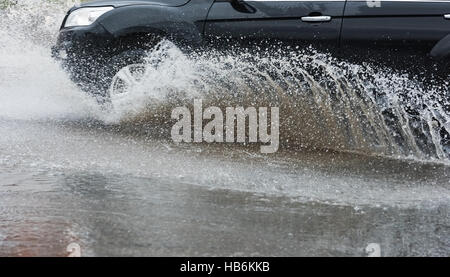 spray from the car Stock Photo