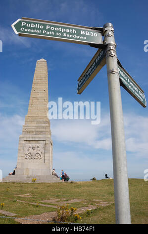 Yarborough Monument on Culver Down on the coastal footpath between Sandown and Bembridge. Stock Photo