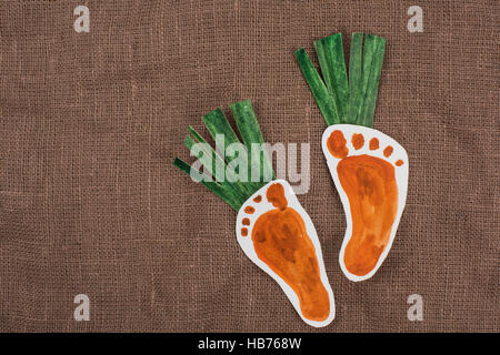 handmade foot-shaped carrot Stock Photo