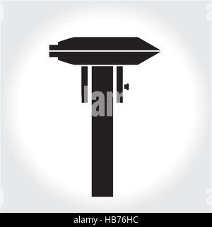 Caliper tool icon, black silhouette. Element logo   isolated on white background. Vector illustration Stock Vector