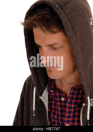 Closeup of young man in hoody. Stock Photo
