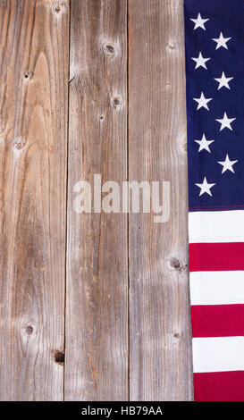 Border of USA flag on rustic wooden boards Stock Photo