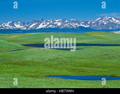 prairie pothole lakes on the blackfeet indian reservation below the rocky mountain front near browning, montana Stock Photo