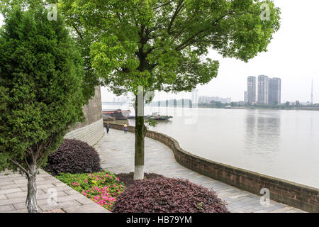 park in changde poetry wall Stock Photo