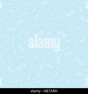 Seamless pattern with fishes on blue Stock Vector