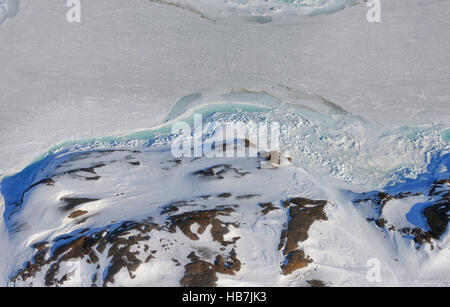 Greenland ice and land from above Stock Photo