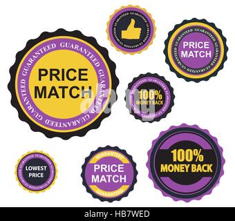 Quality Label Sign Set in Flat Modern Design with Long Shadow. Stock Vector