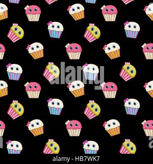 Sweet Tasty Cupcake Seamless Pattern Vector Illustration Stock Vector