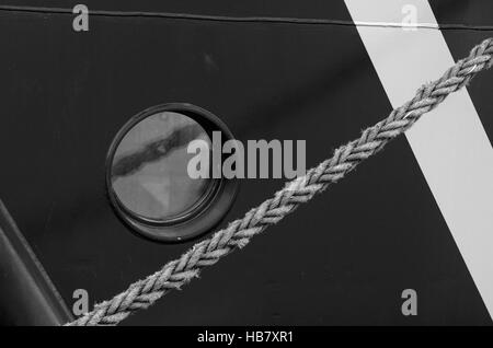 window of the ship, a close up Stock Photo