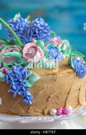 Cake with floral decoration. Stock Photo