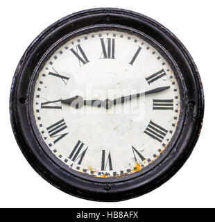 Rustic Old Roman Numeral Station Clock Face Stock Photo